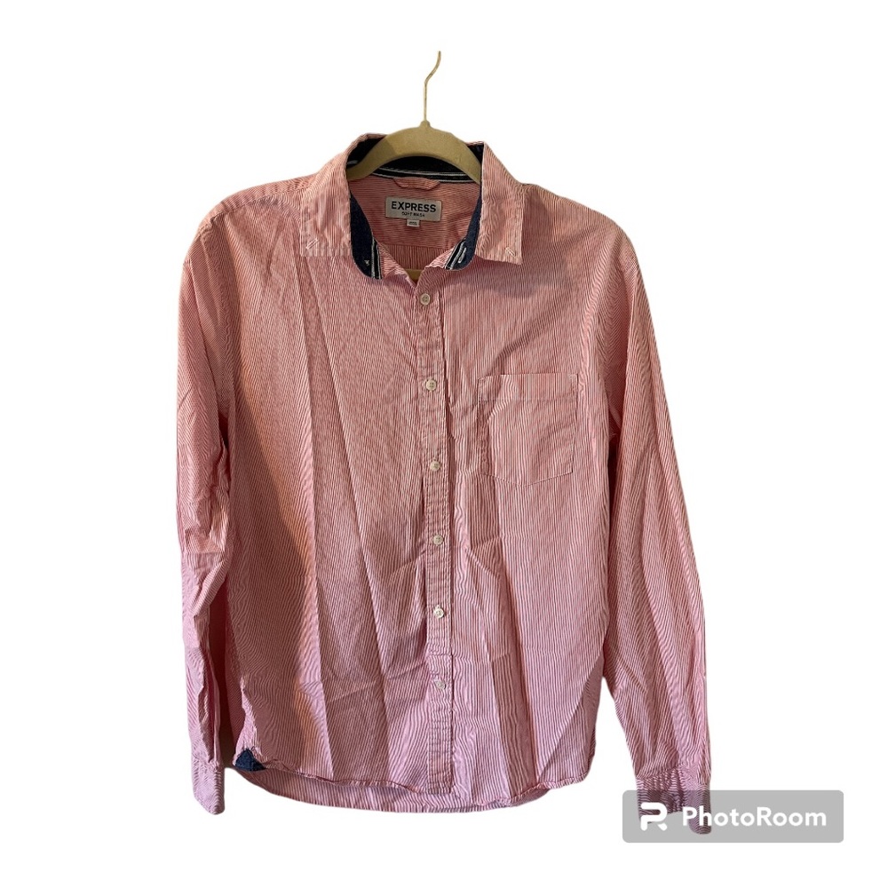 Express Men’s Red Pinstripe Button Down